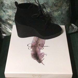 Black Suede Wedge Lace Up